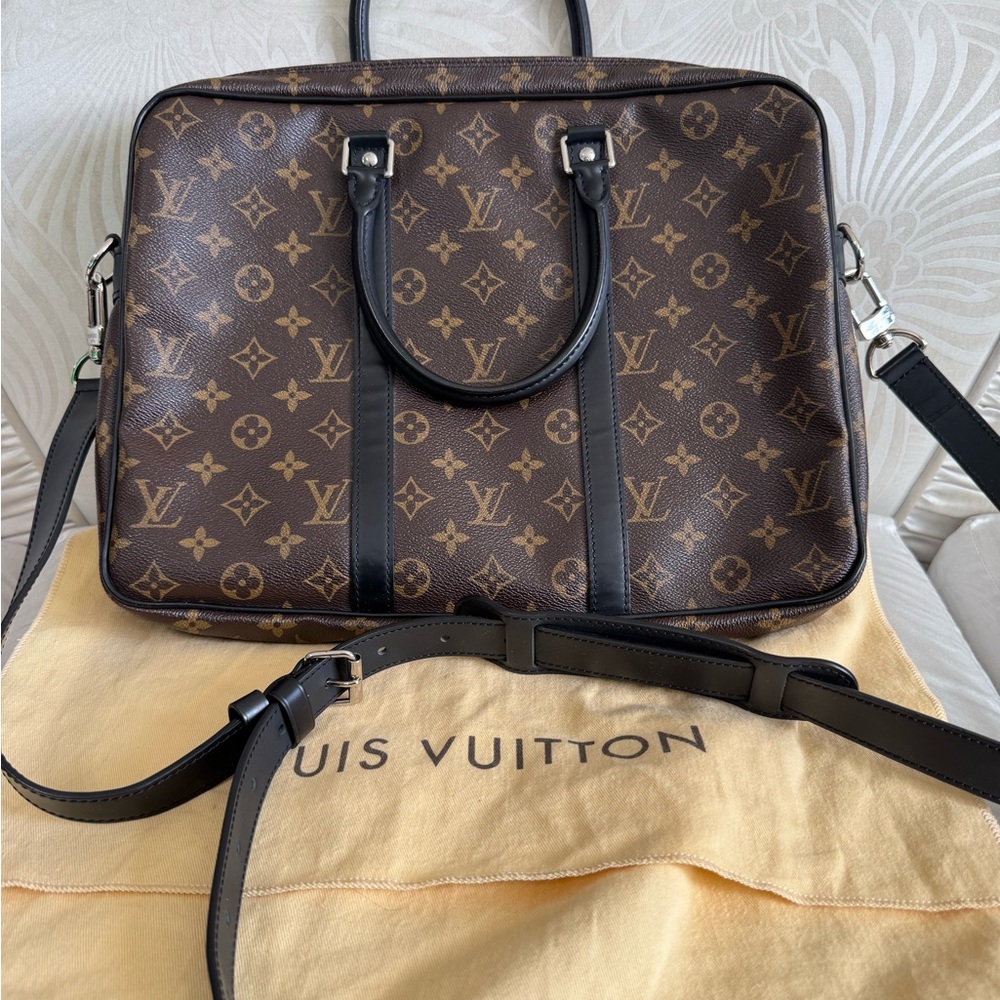 Louis Vuitton Brown and Black Monogram Briefcase